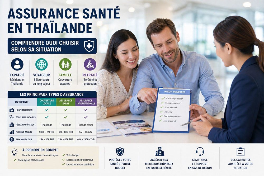 Assurance santé en Thaïlande pour expatriés, retraités, familles et voyageurs longue durée