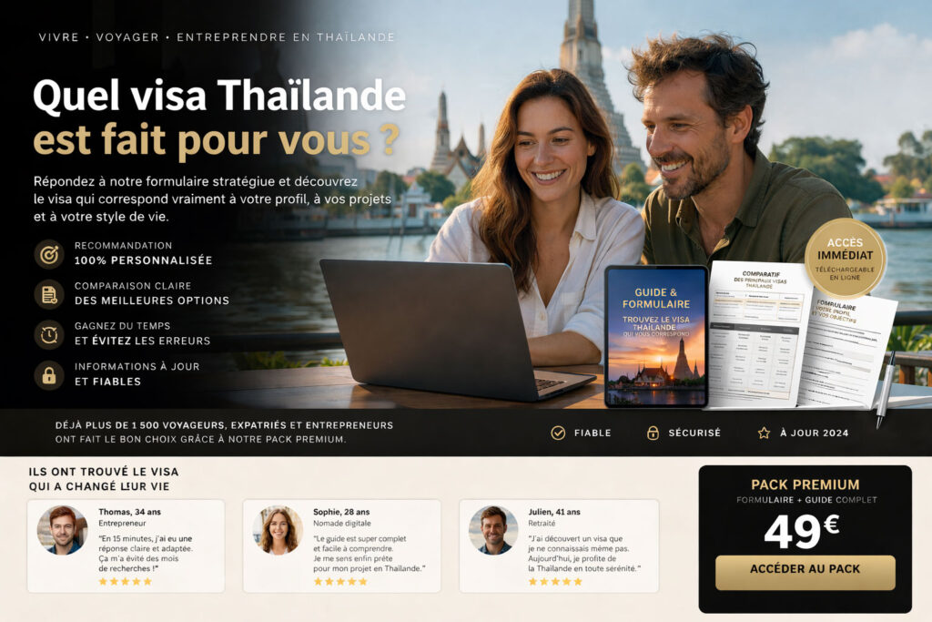 un pack premium pour lister les pièces nécessaires au choix du bon visa pour la thailande
