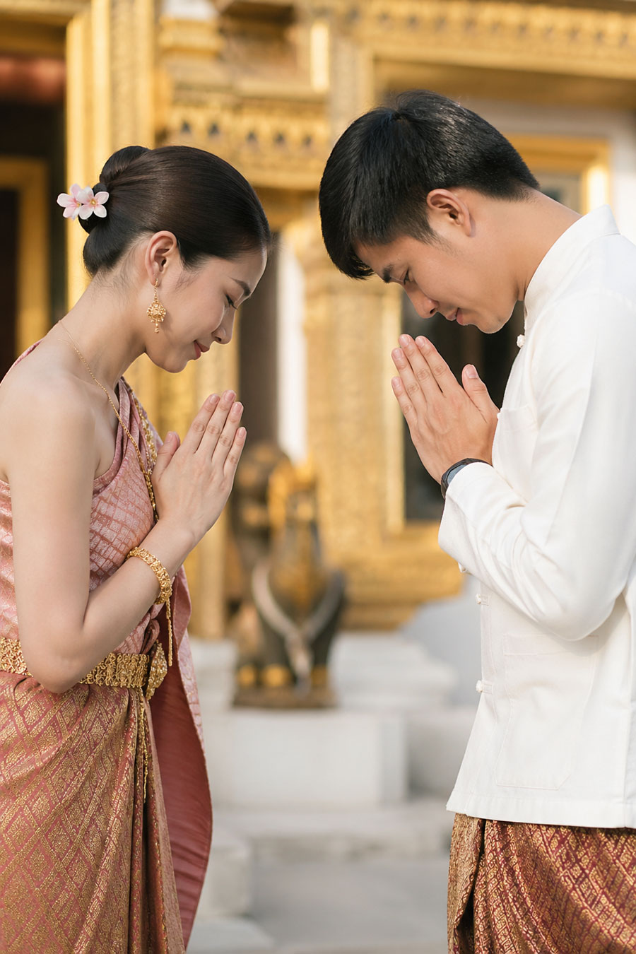 Salutation thaïe avec le wai