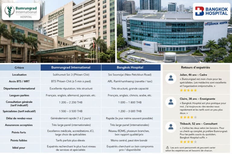 Bumrungrad vs Bangkok Hospital : comparatif expatriés 2026 | ThaïGuide