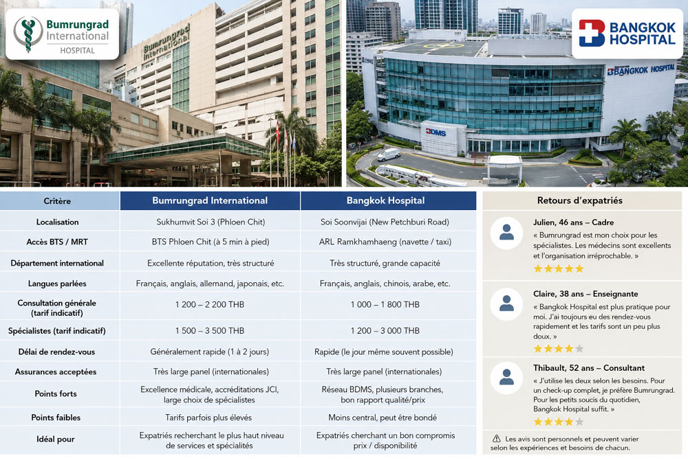 Bumrungrad vs Bangkok Hospital : lequel choisir quand on vit à Bangkok ?