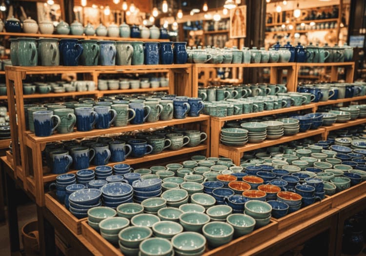 Stands de céramiques artisanales dans les sections 7 et 8 du marché de Chatuchak