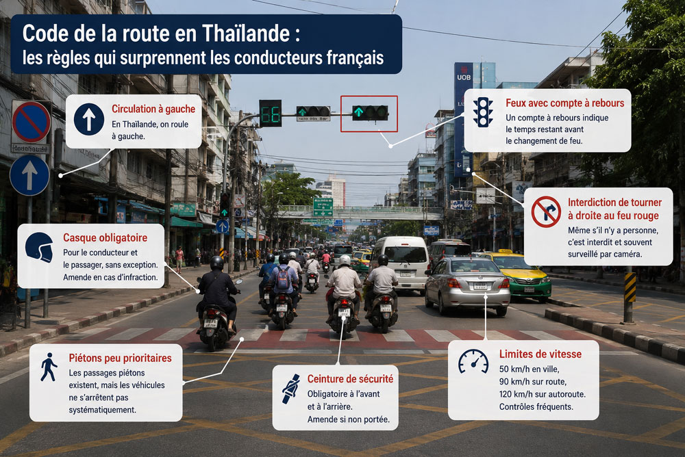 Code de la route en Thaïlande : les règles qui surprennent les conducteurs français