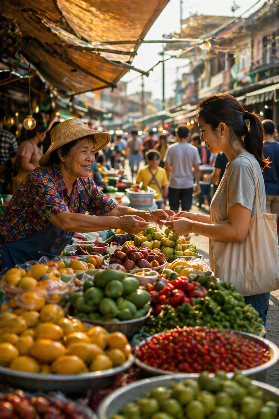Scène de vie quotidienne illustrant la mentalité thaïe